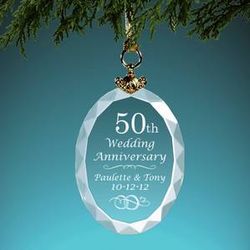 Personalized Wedding Anniversary Crystal Christmas Ornament