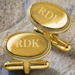 Elite Collection Personalized Monogram Gold Cuff Links