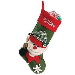 Personalized Big Face Elf Jingle Bell Stocking