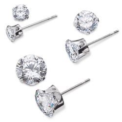 Sterling Silver White Cubic Zirconia Earring Set