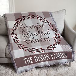 Grateful Thankful Blessed Personalized Tapestry Throw Blanket