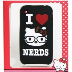 Hello Kitty 'I Love Nerds' iPhone Cover in Black