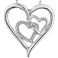 Diamond Triple Heart Pendant in Sterling Silver