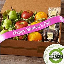 Organic Fruit and Snacks Gift Box with Mother's Day Ribbon