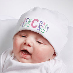 Infant's Personalized Repeating Name Cotton Hat