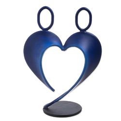 Our Heart in Dark Blue Steel Sculpture