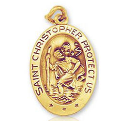14K Yellow Gold Oval St. Christopher Children's Medal