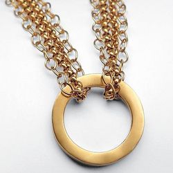 Gold Tone Bronze Eternity Circle Necklace