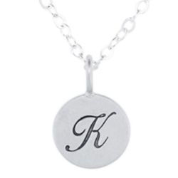 Sterling Silver Satin 1/2" Round Charm Necklace