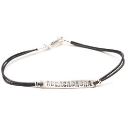 Abracadabra Steling and Leather Bracelet