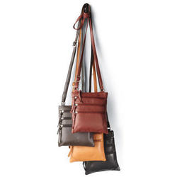 Triple Zipper Leather Crossbody Bag