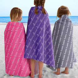 Kids Personalized Repeating Name Beach Towel