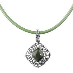 Nephrite Jade and Silver Pendant Necklace