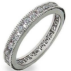 Sterling Silver Channel Set Round Stone CZ Stackable Band