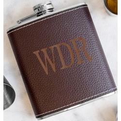 Personalized Leather Flask Set