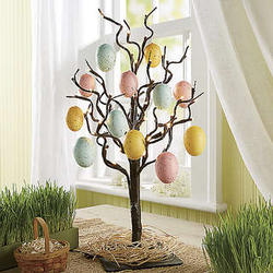 Easter Egg Ornaments Set with Raffia