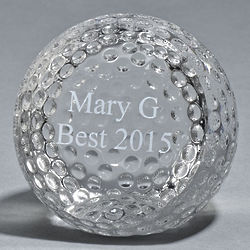 Personalized Large Crystal Golf Ball Paperweight