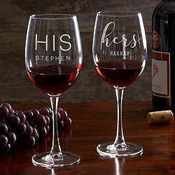 His or Hers Personalized Wine Glasses