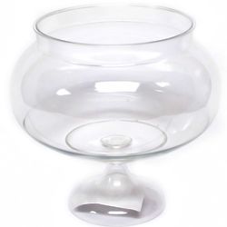 Short Round Clear Plastic Pedestal Jar