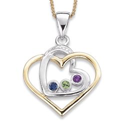 Sterling Silver Sister's Heart Birthstone Necklace