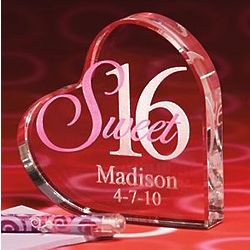 Personalized Sweet 16 Lucite Heart