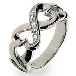 Sterling Silver Twisted Hearts Infinity Ring