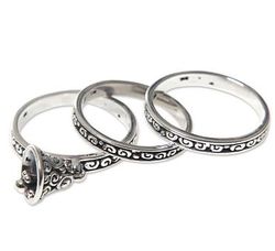 Bell Charm Sterling Silver Stacking Rings