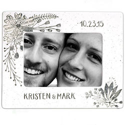 Personalized Couple's Handmade Ceramic Floral 8x10 Photo Frame