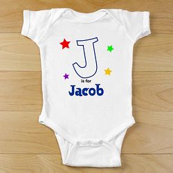 Personalized Name and Initial Star Design Baby Creeper