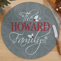 Personalized Classic Holly Round Glass Cutting Board