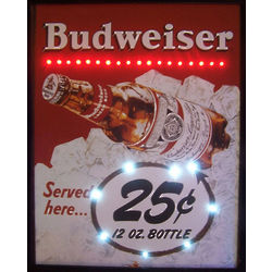 Budweiser Served Here 25 Cents LED Light Poster