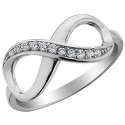 Infinity Ring with White Topaz in Sterling Silver