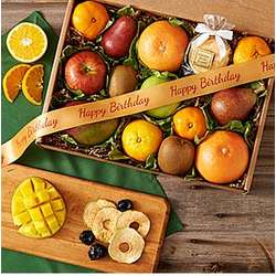 Happy Birthday Organic Fresh and Dried Fruit Basket