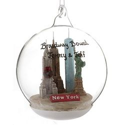 Personalized New York City Landmarks Globe Christmas Ornament
