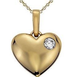 Diamond Heart Pendant in 14K Yellow Gold