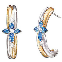 Trinity Sapphire And Diamond Cross Earrings
