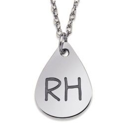 Sterling Silver Teardrop Initials Necklace
