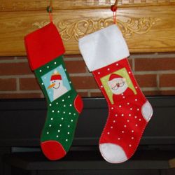 Simple Felt Santa or Snowman Personalized Christmas Stocking