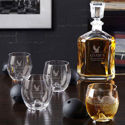 Patriot Whiskey Decanter and Roller Rock Glasses