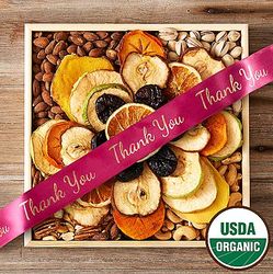 Organic Fruit and Nut Flower Gift Box with Thank You Ribbon