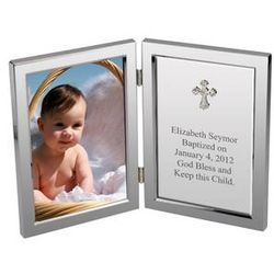 Silver Cross Baptism Personalized Message Frame
