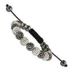 Black and Clear Crystal and Round Hematite Shamballa Bracelet