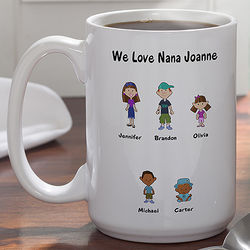 Personalized Family Cartoon Characters Large Coffee Mug