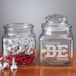 Personalized Be Mine Engraved Glass Jar