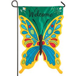 Welcome Butterfly Appliqu Garden Flag
