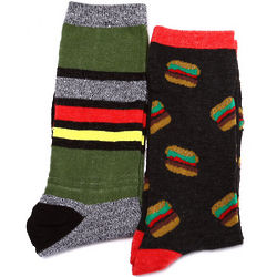 Mens Burger and Stripes Crew Socks