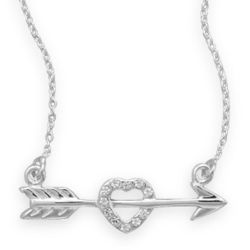 Sterling Silver Arrow and Heart Necklace