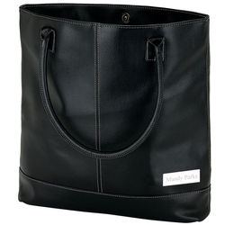 Black Lichee Snap Closure Zippered Pocket Tote Bag