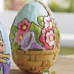 Flower Basket Springtime Egg Figurine