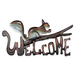 Busy Squirrel Steel Welcome Sign